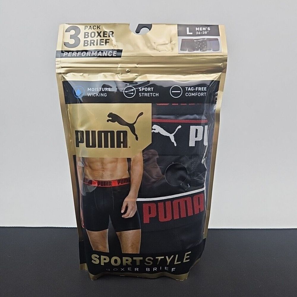 Puma Sportstyle Performance‎ Boxer Brief 3 Pack Men's Size Large New